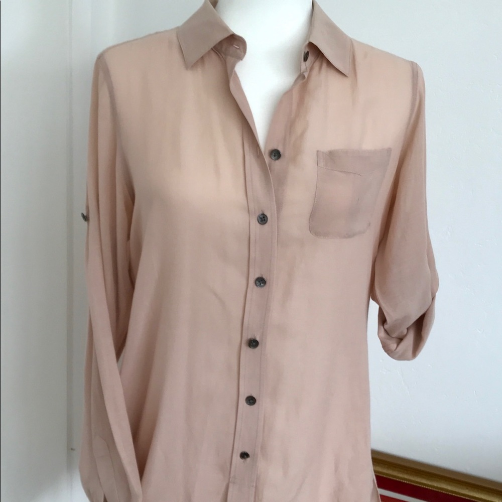 Saks Fifth Avenue Thread semi sheer utility blouse